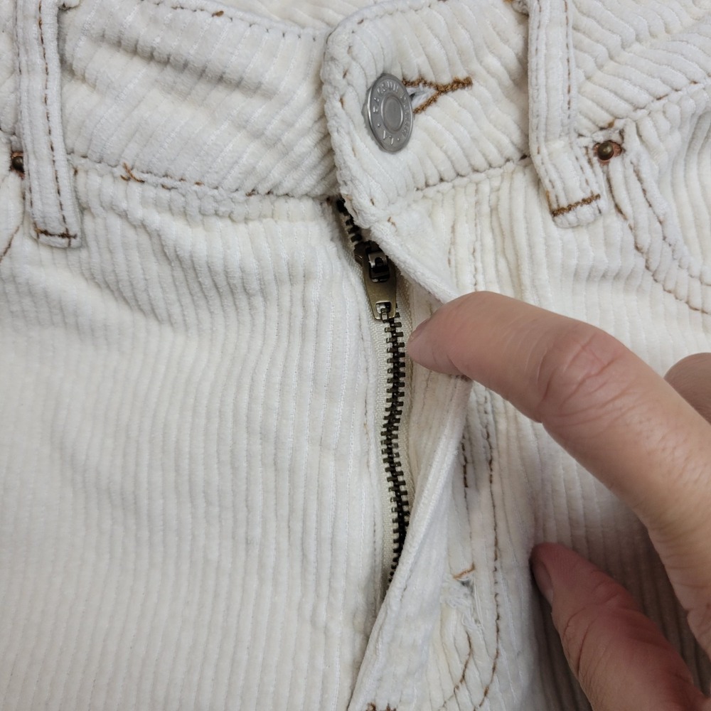 PacSun Jeans Womens 24 Ivory Mom Corduroy 5 Pocket Design Straight Leg Outdoor - Picture 7 of 14